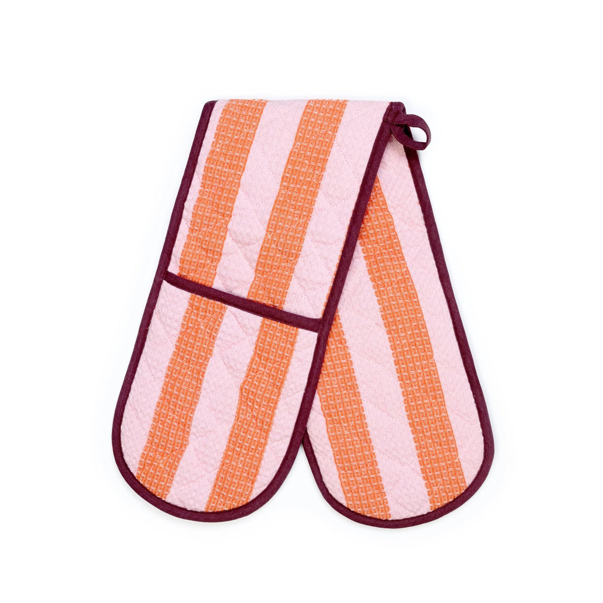 Striped Pink & Red Double Oven Glove
