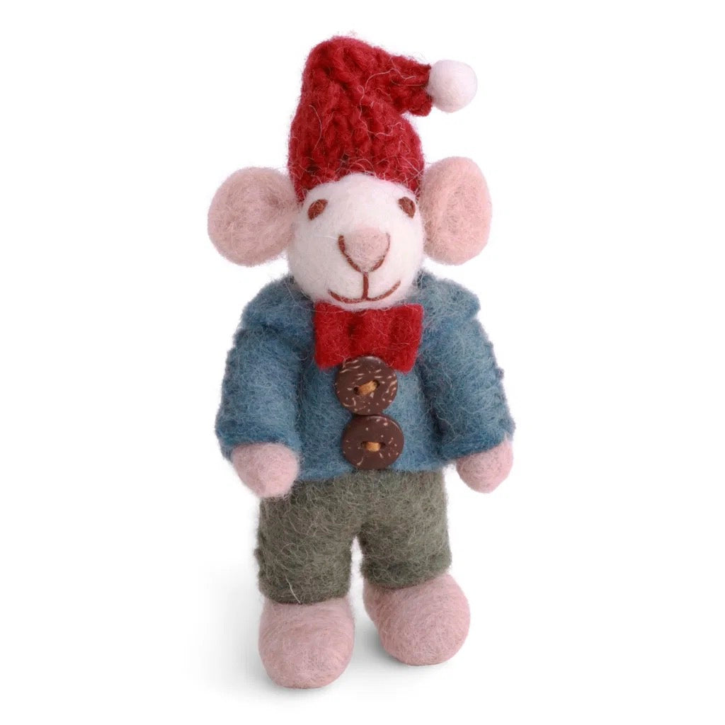 Mini White Boy Mouse with Jacket