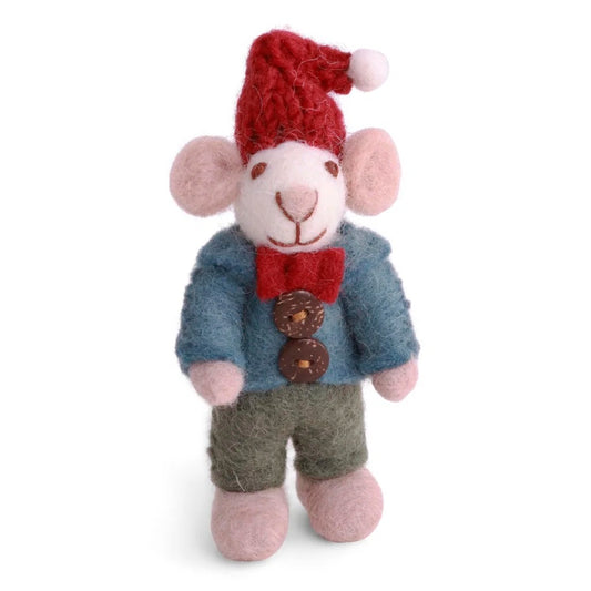 Mini White Boy Mouse with Jacket