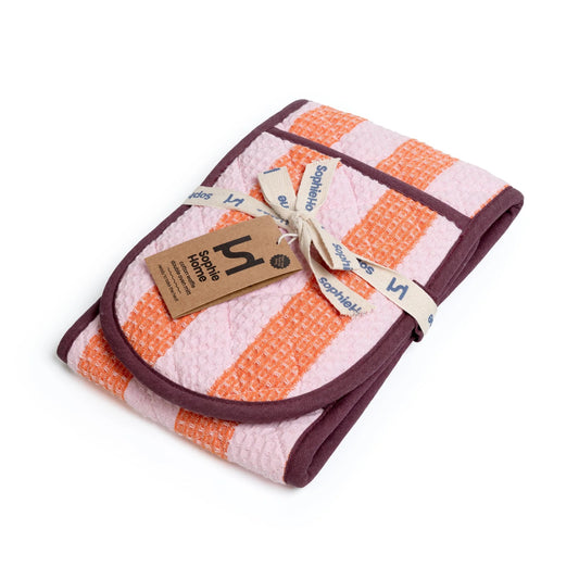 Striped Pink & Red Double Oven Glove