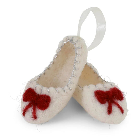 Ballerina Shoes With Bow & Silver Embroidery