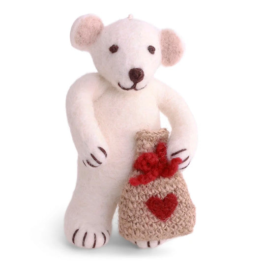 Small White Polar Bear With Gift bag