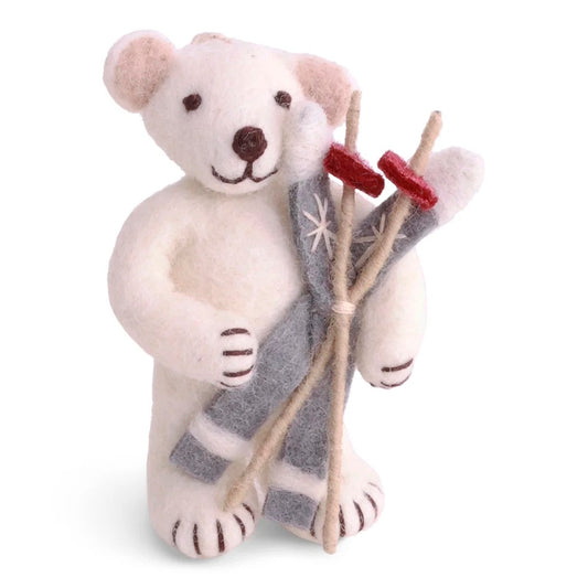 Small White Polar Bear With Skis