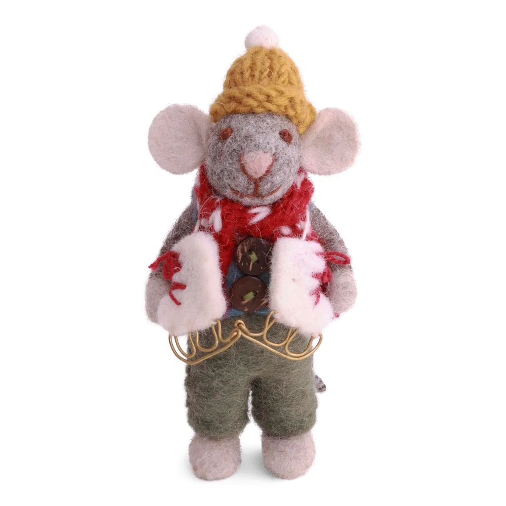 Small Grey Mouse With Waistcoat & Skates