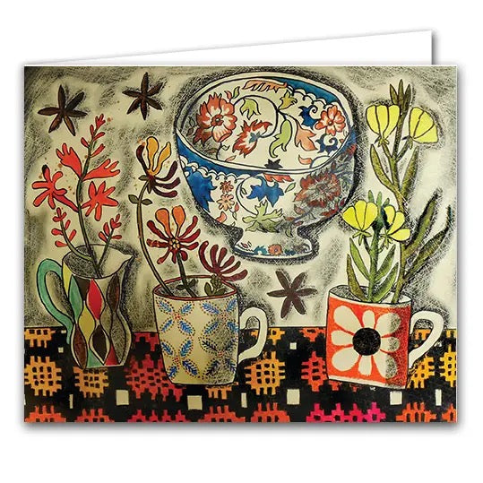 Welsh Blanket And Wildflowers Greeting Card