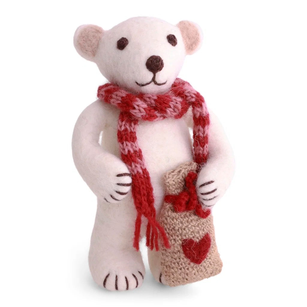 Medium White Polar Bear With Gift Bag
