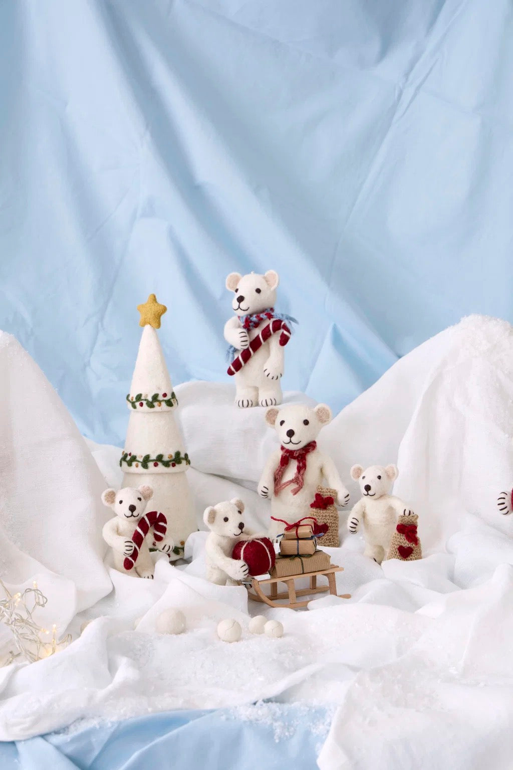 Medium White Polar Bear With Gift Bag