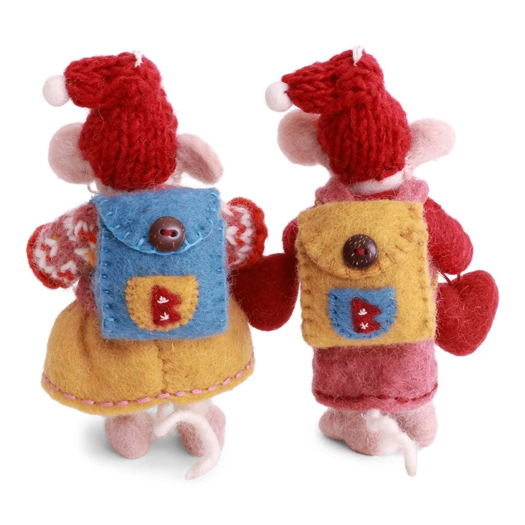 Small White  Fry & Sit Mice With Hearts