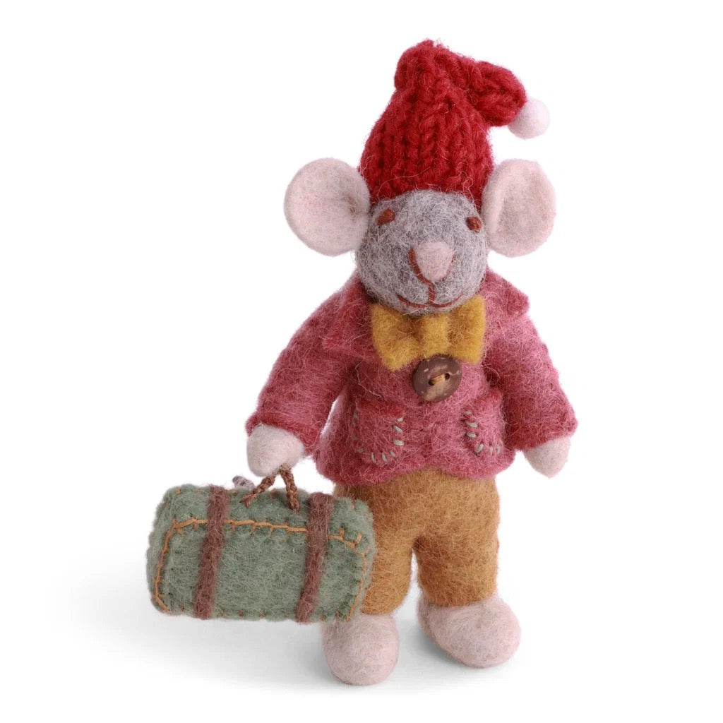 Small Boy Mouse With Suitcase