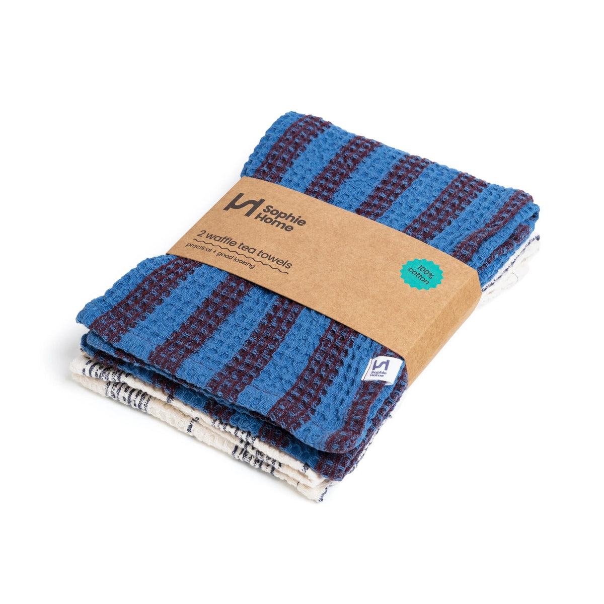 Cotton Cobalt Tea Towel ( Stack The Dishes )