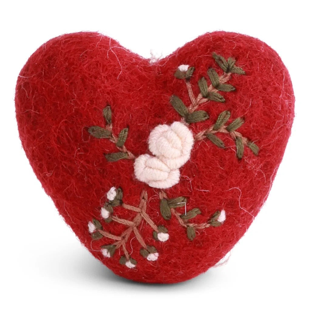 Red Heart With Branch Embroidery