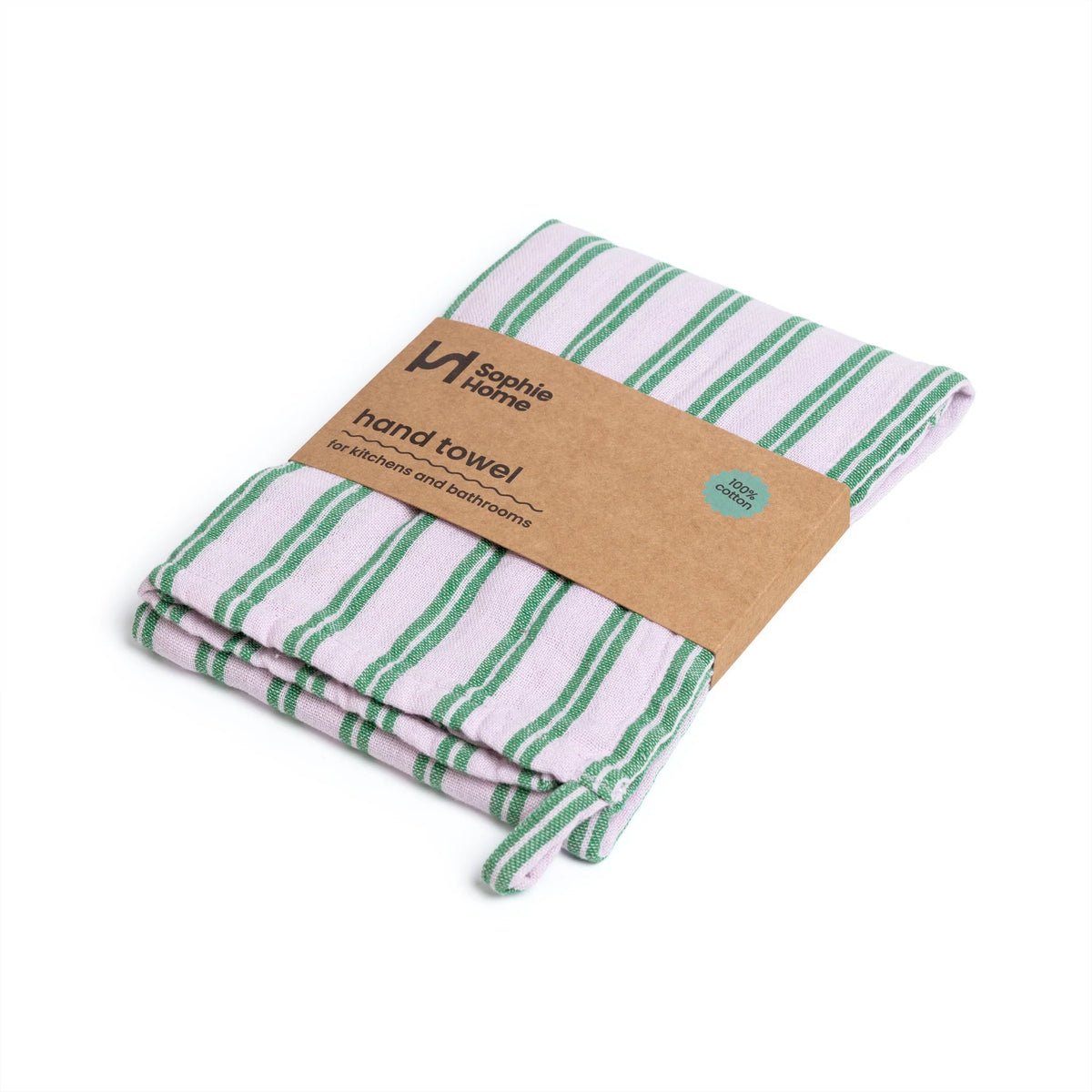 Cotton Stripe  Lilac Hand Towels