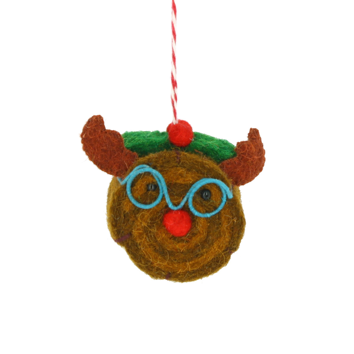 Yule Log Reindeer Face Hanging Decoration