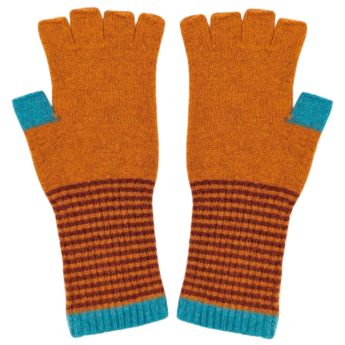 Women's  Fingerless Rust Lambswool Gloves