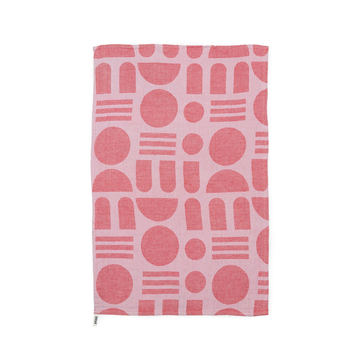 Cotton Pink Tea Towel ( Stack The Dishes )