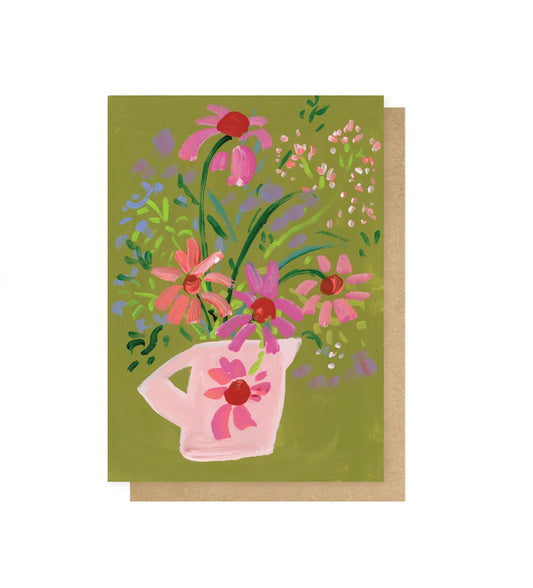 Wild Flowers On Green Card
