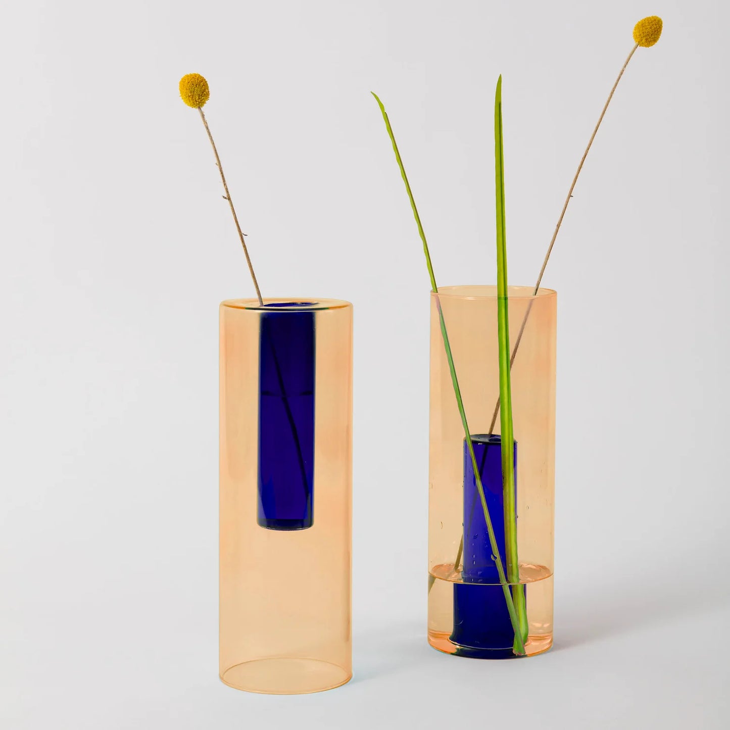 Reversible Large Peach/Cobalt Glass Vase