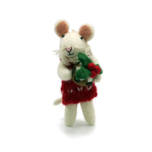 Little Girl Mouse With Christmas Pudding