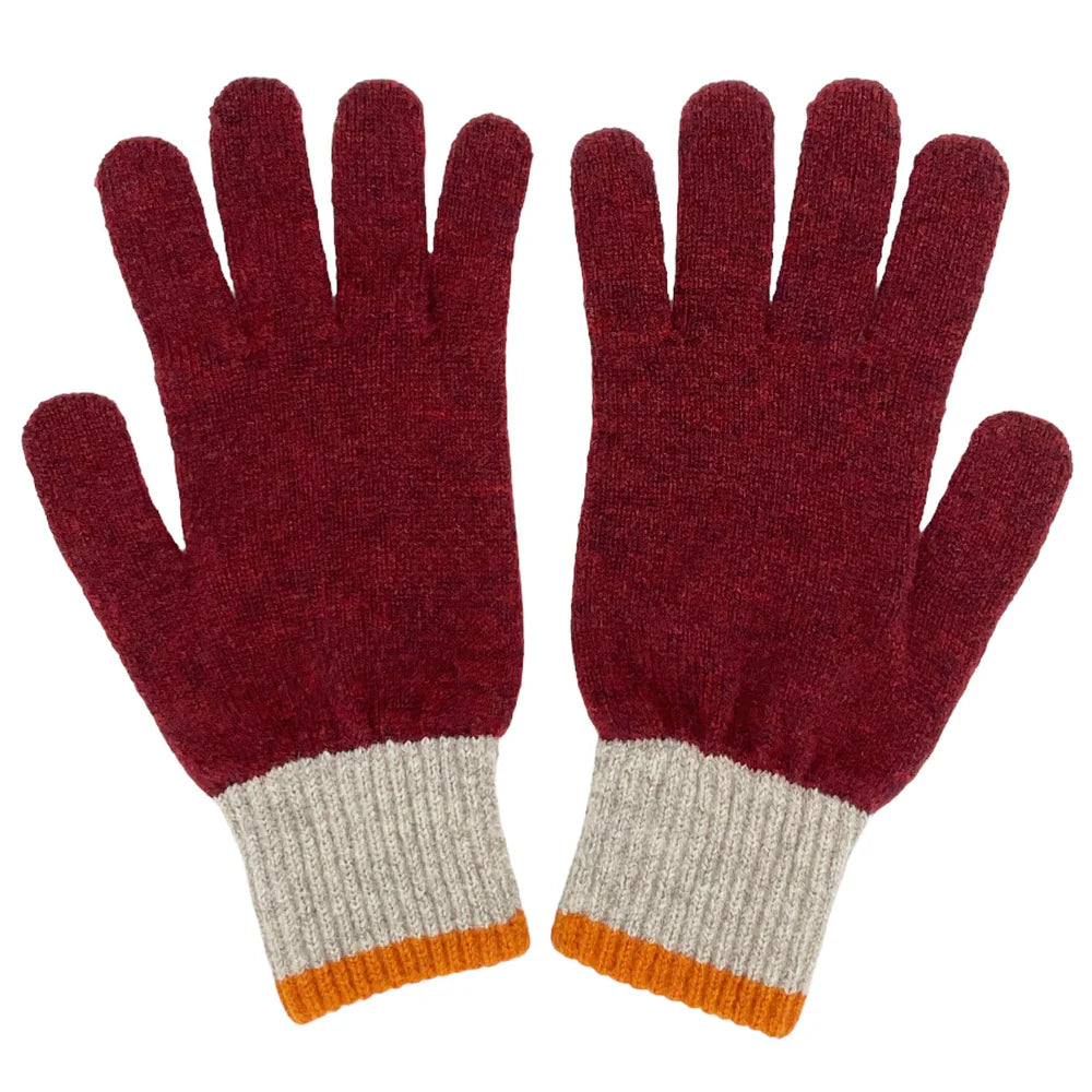 Men's Red/Grey Lambswool Gloves