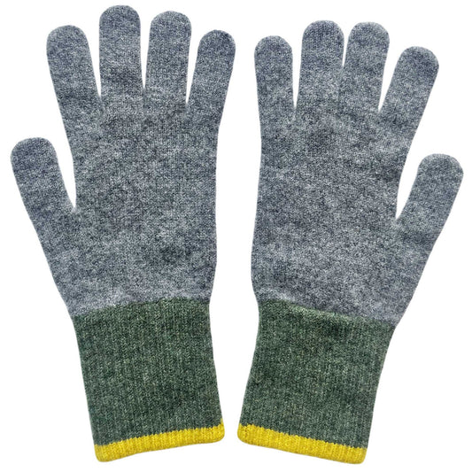 Men's Grey/Green Lambswool Gloves