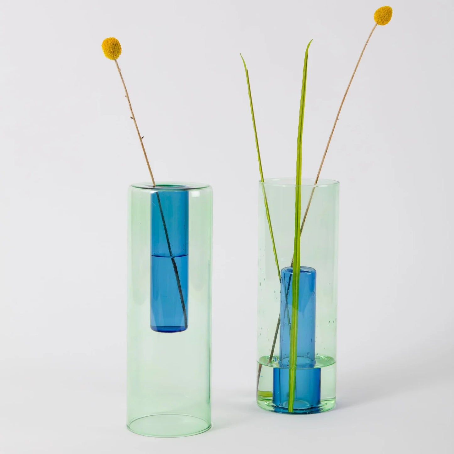 Reversible Large Green/Blue Glass Vase