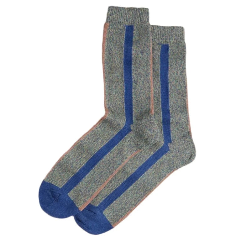Organic Blue Vertical Cotton Socks