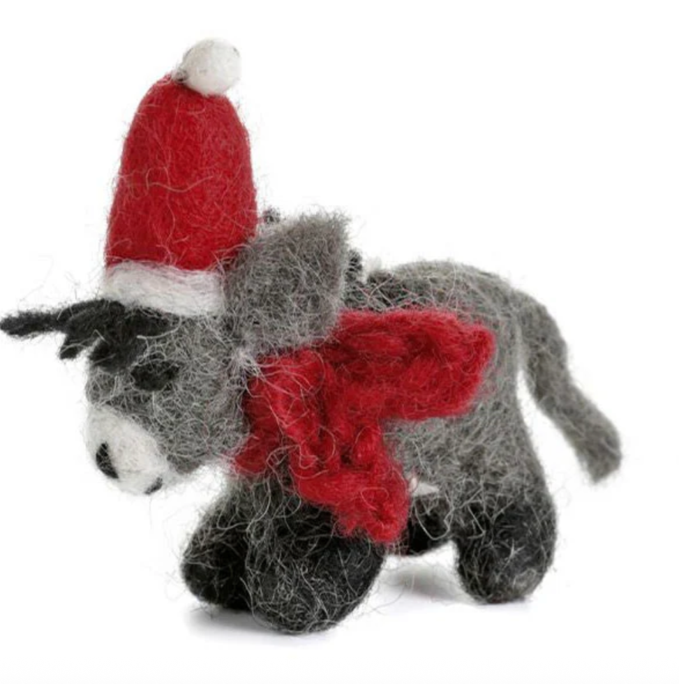 Mini Donkey With Hat & Scarf