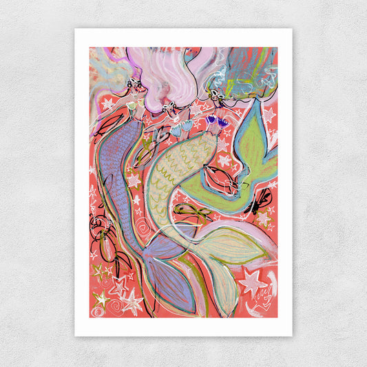 Rainbow Mermaids Greetings Card