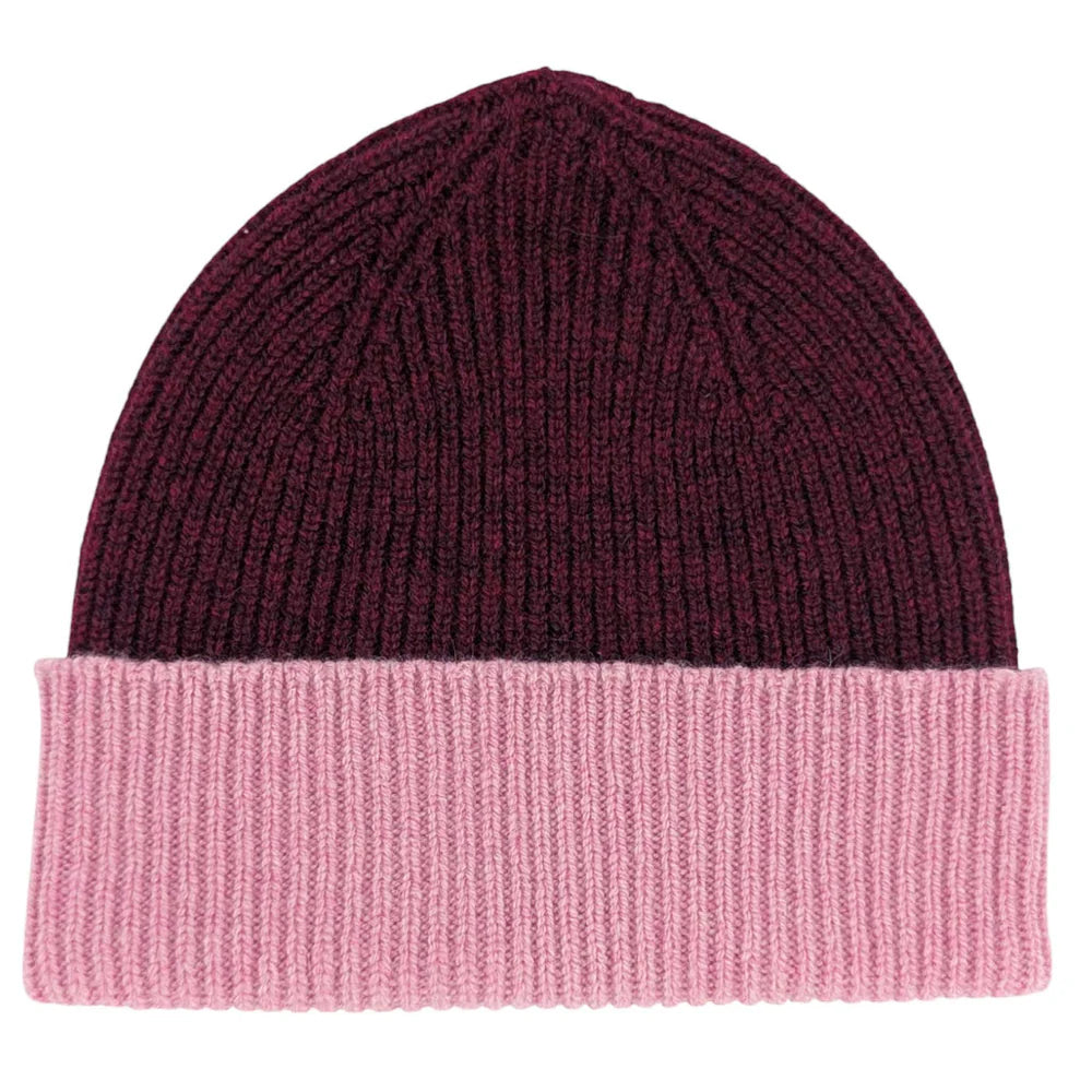 Bordeaux & Dusky Pink Beanie (unisex)