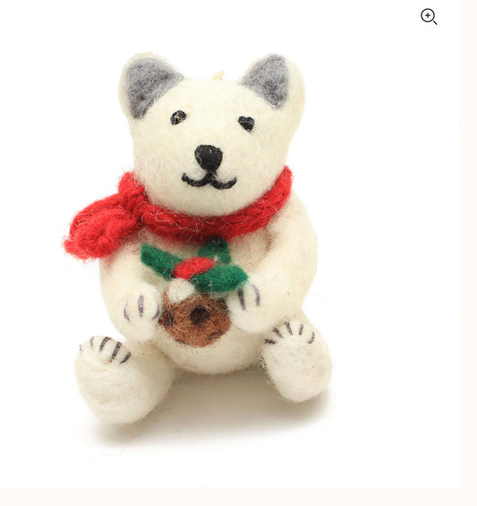 Polar Bear With Christmas Pudding