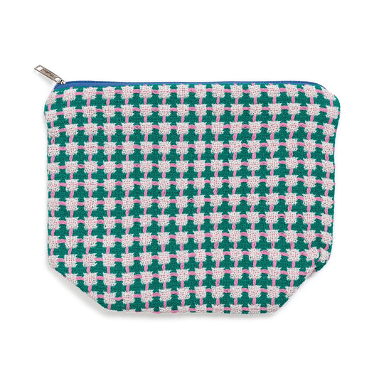 Recycled Cotton Wash Bag In Green & Pink