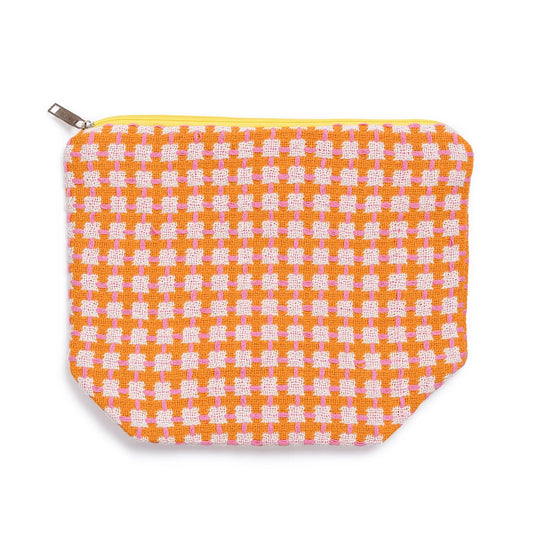 Recycled Cotton Wash Bag In Orange & Pink