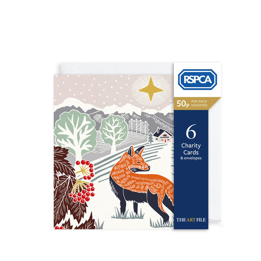 Lino Cut Fox & Landscape Christmas Pack