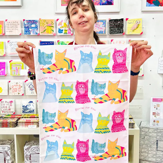 Miaow For Now 100% Organic Tea Towel