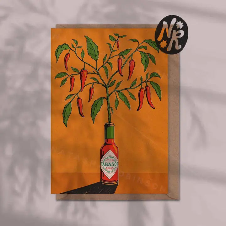 Tabasco Hot Sauce & Chilli Plant Greetings Card