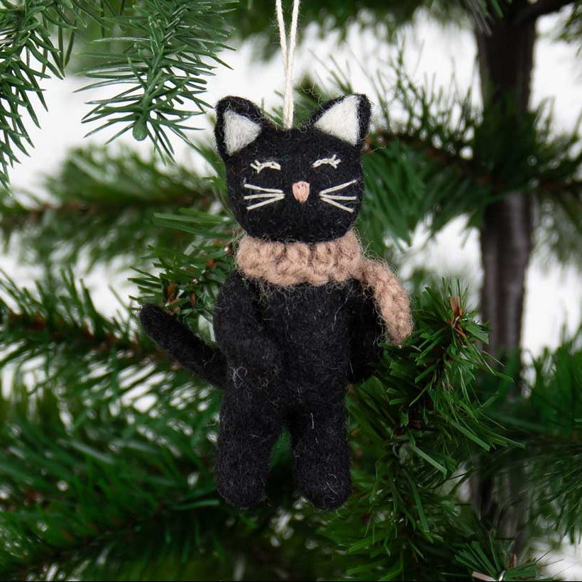 Black Cat Christmas Felt Decoration