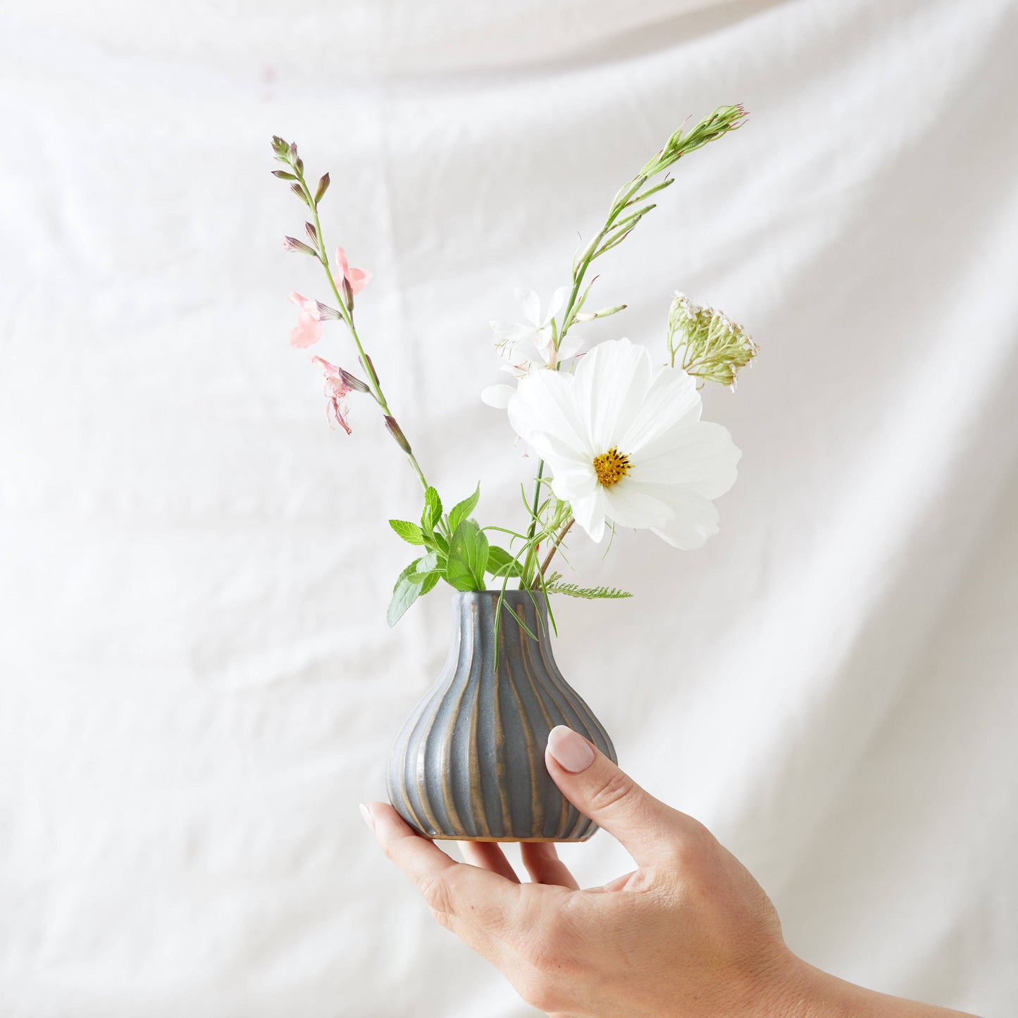 Kalika Textured Stoneware Bud Vase
