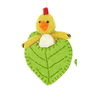 Easter Chick in Leaf Hanging Felt Easter Decoration