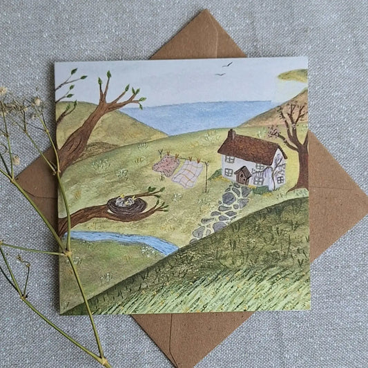 Spring Cottage Greeting Card