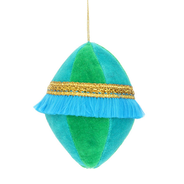 Velvet Drop Baubles With Fringe Trim Hanging Decoration ( 3 Colours)