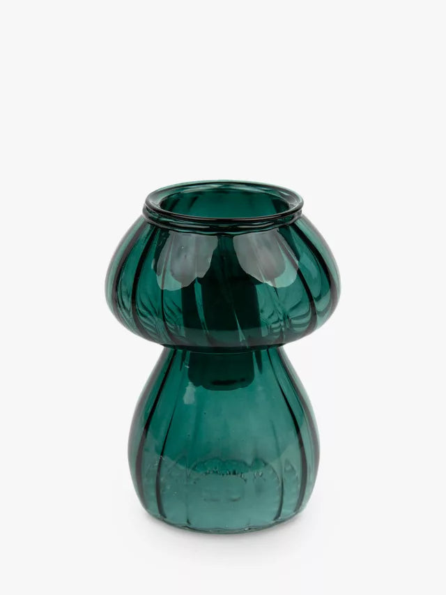 GreenGlass Mushroom Candle Holder