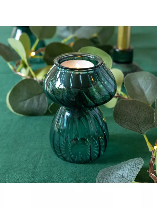 GreenGlass Mushroom Candle Holder