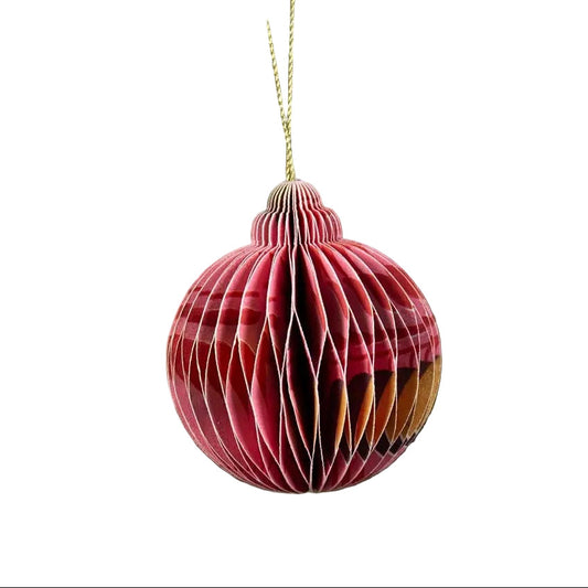 Jaipur Pink Honeycomb Paper Bauble – Fair Trade Christmas Decoration