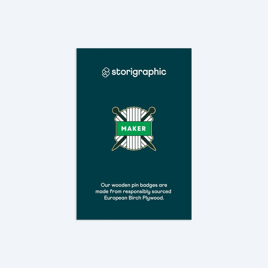 Wooden Pin Badge - Knit