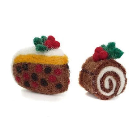 Mini Christmas Cake Slice & Yule Log