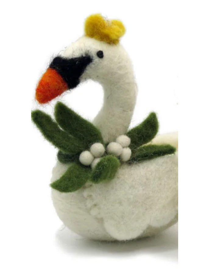 Swimming Swan With Mistletoe or Holly