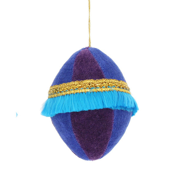 Velvet Drop Baubles With Fringe Trim Hanging Decoration ( 3 Colours)
