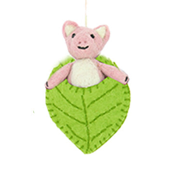 Pig in Leaf Hanging Felt Easter Decoration