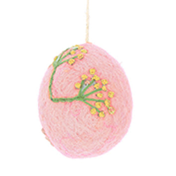 Easter Eggs with Embroidered Flowers Hanging Felt Decoration Large