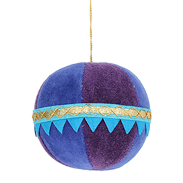 Velvet Bright Baubles With Zig-ZagTrim Hanging Decoration ( 3 Colours)
